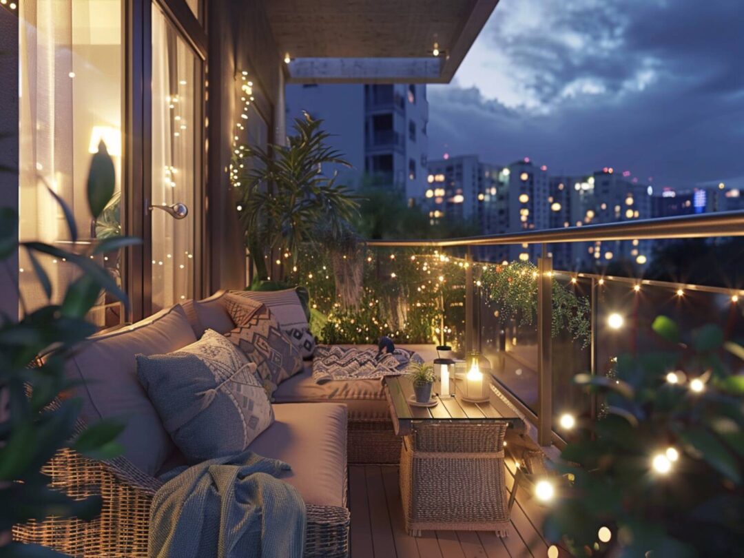 Jak zaaranżować balkon z funkcjonalnymi meblami ogrodowymi i lampami LED