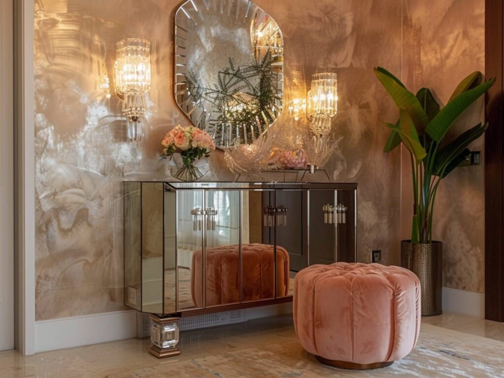 ak wybrać meble do przedpokoju w stylu glamour?