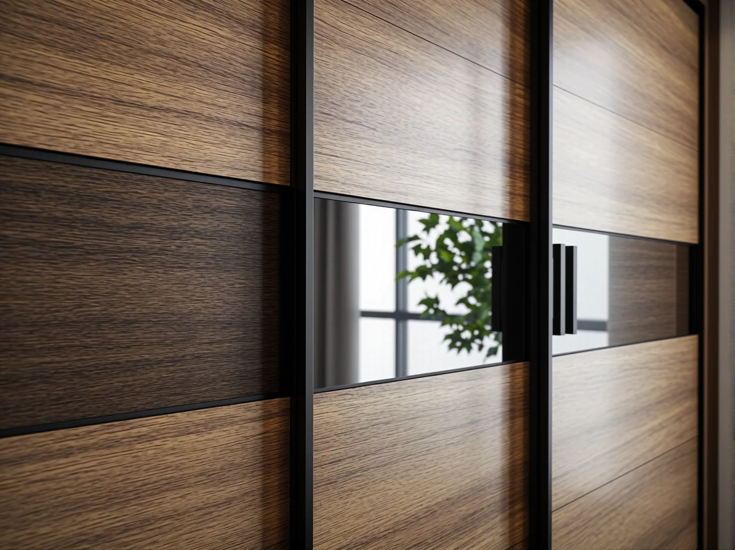 Biała szafa przesuwna pod sam sufit w przedpokoju małego mieszkania.