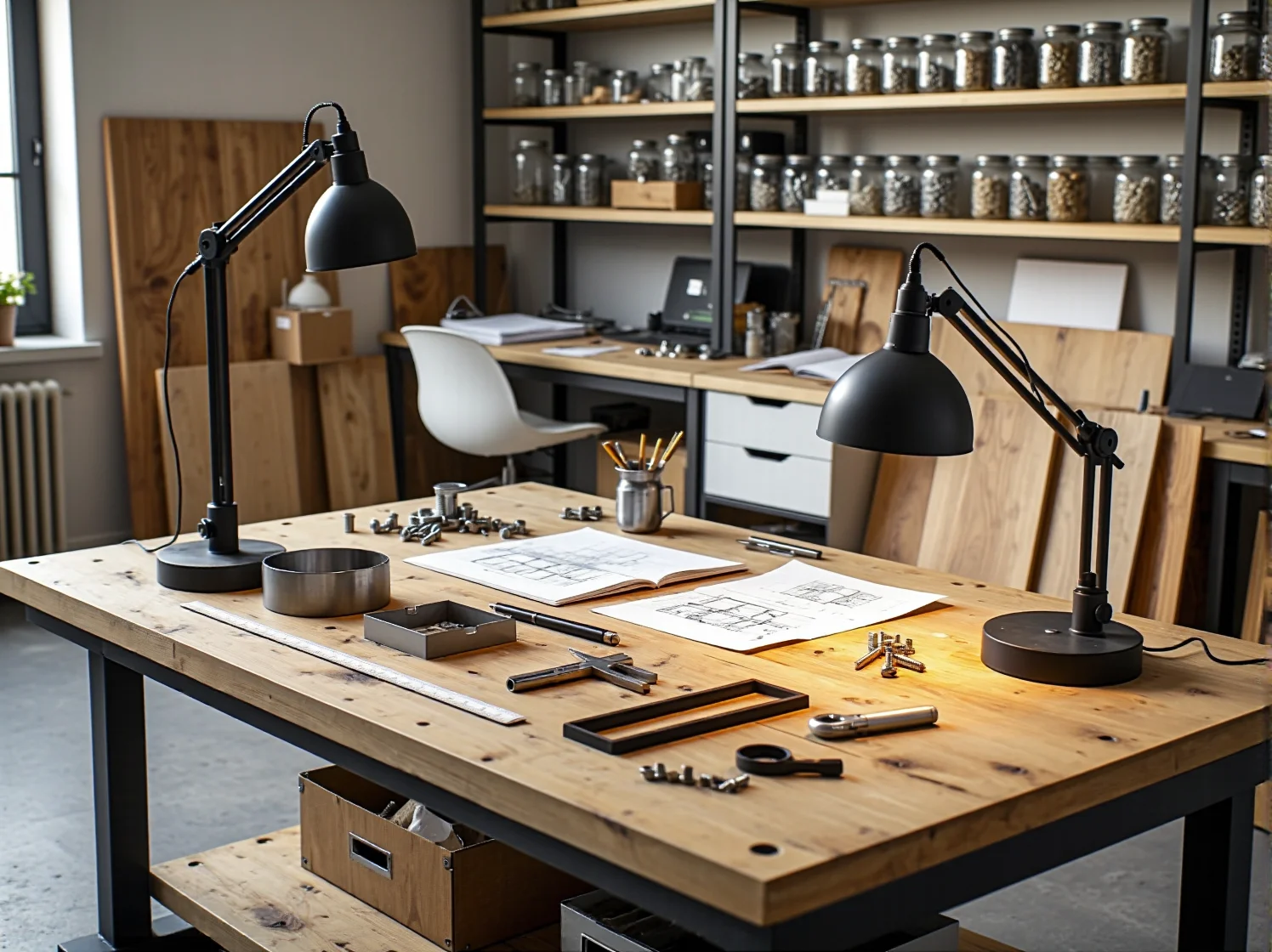 Detale łączenia drewna z metalem w meblach industrialnych