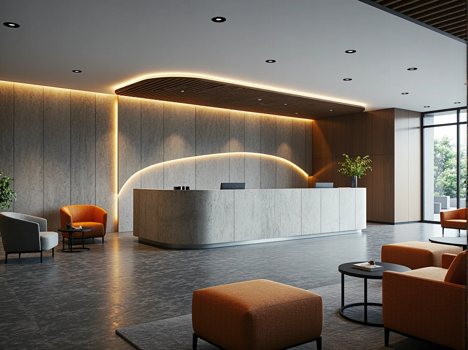 Eleganckie meble w hotelowym lobby, łączące funkcję poczekalni z estetyką i wygodą gości.