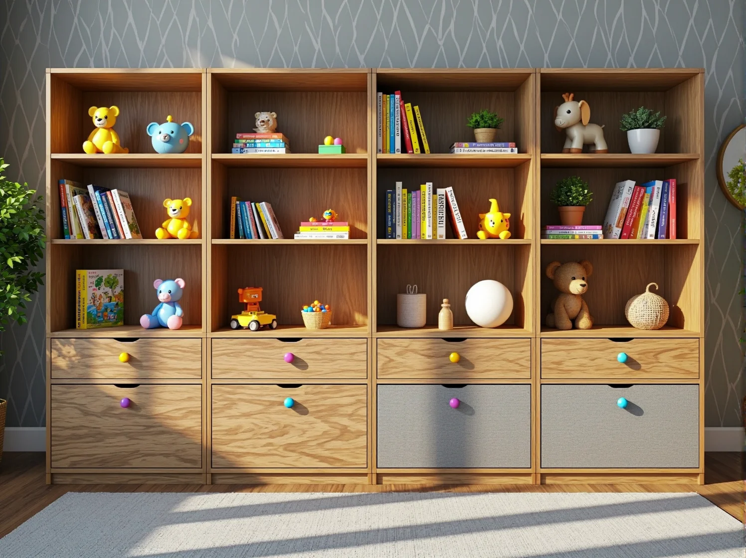 Ergonomiczne meble dziecięce do nauki, w tym biurko i krzesło wspierające prawidłową postawę.