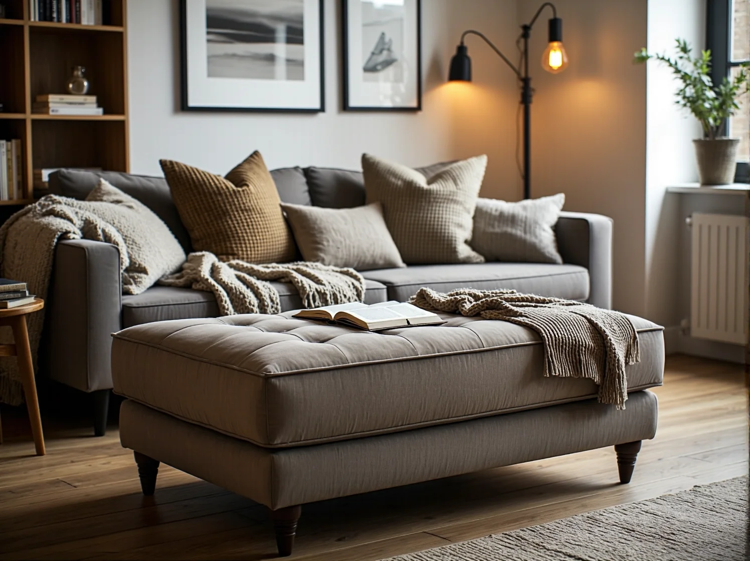 Odkurzanie sofy z weluru przy użyciu specjalnej, miękkiej końcówki do odświeżania tapicerki.