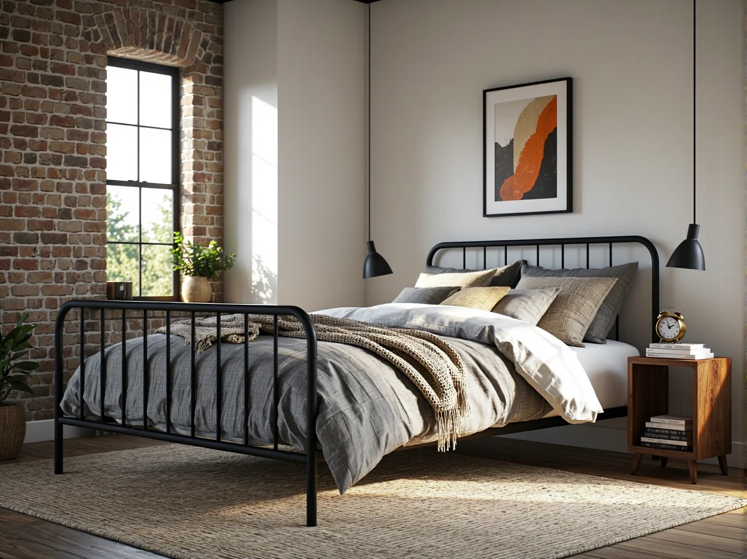 Kompaktowe meble loftowe – wąska konsola z metalu i drewna idealna do małego przedpokoju w stylu industrialnym.