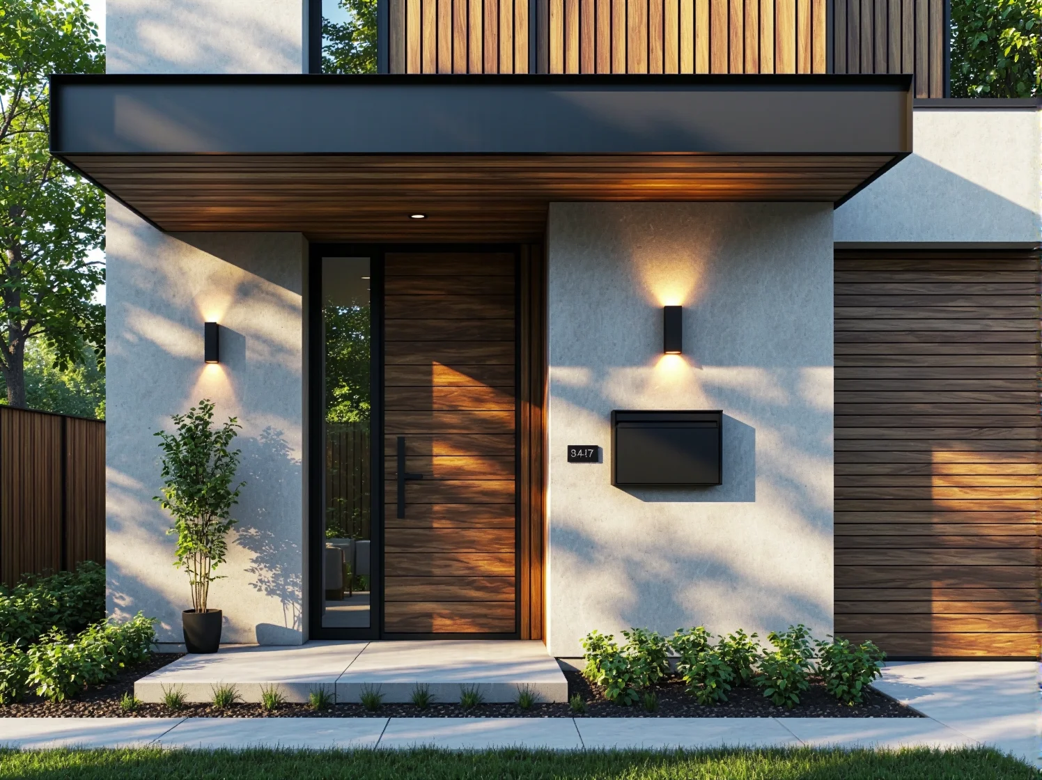 Dyskretne listwy LED zamontowane na elewacji, tworzące efektowne linie światła na nowoczesnym domu.
