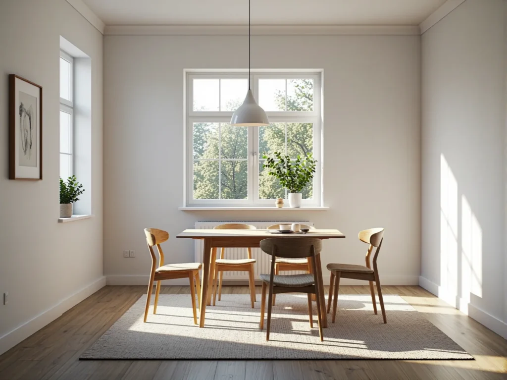 Drewniane krzesło do jadalni w stylu skandynawskim z tapicerowanym siedziskiem