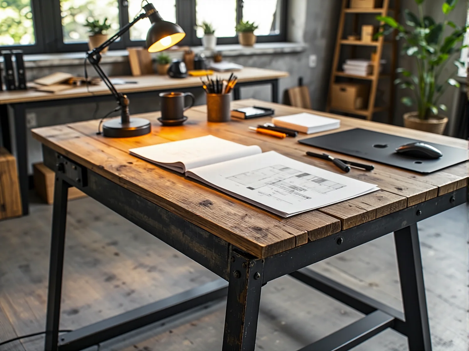 Surowe materiały do produkcji mebli industrialnych: drewno i stal