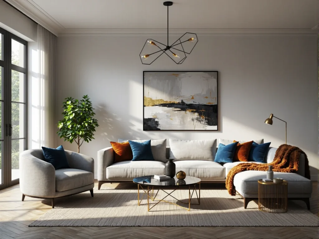 Elegancki zestaw wypoczynkowy kremowy z fotelami i stolikiem kawowym