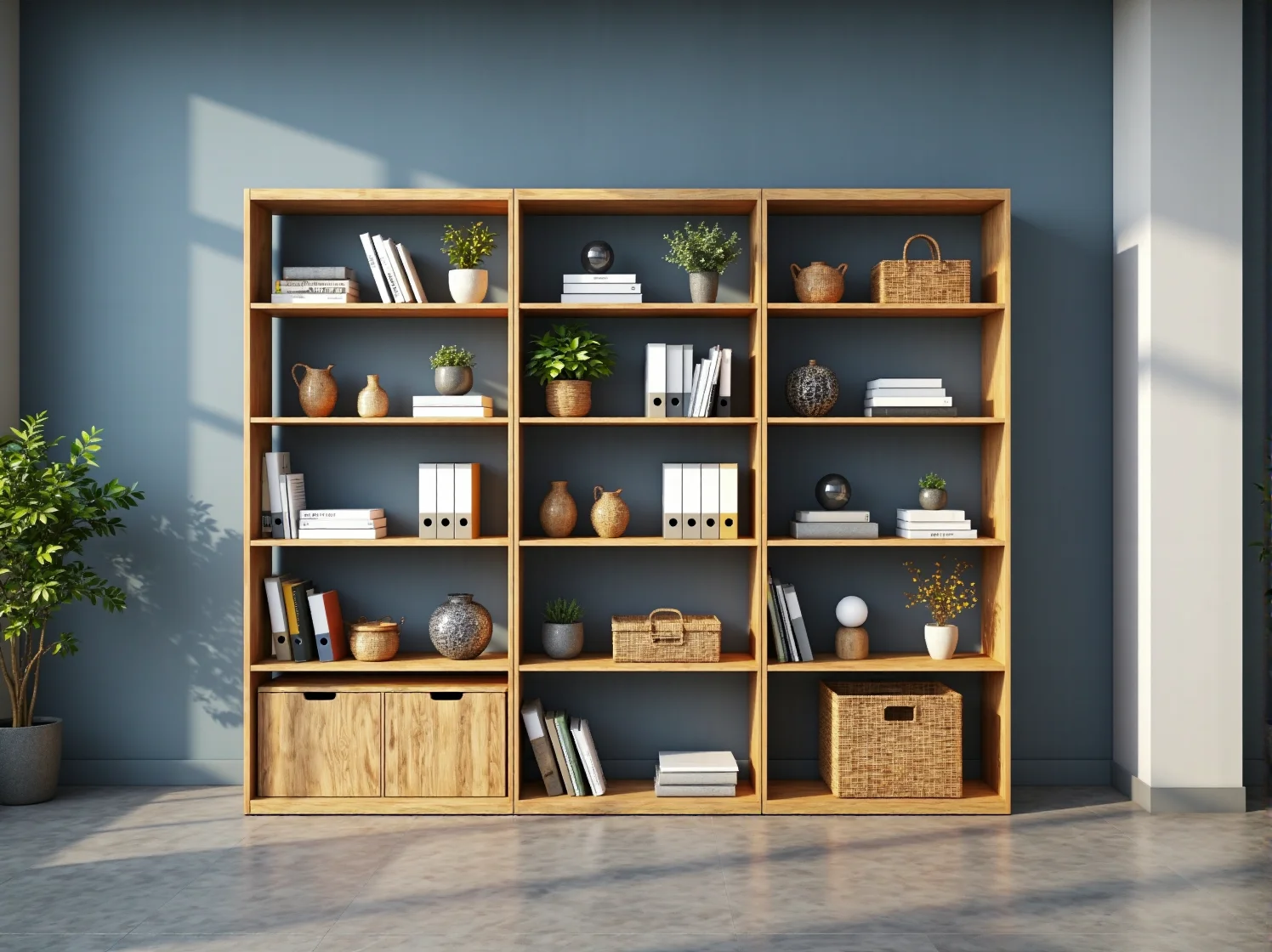 Modułowe regały i tablice mobilne jako funkcjonalne meble do kreatywnych sal warsztatowych.