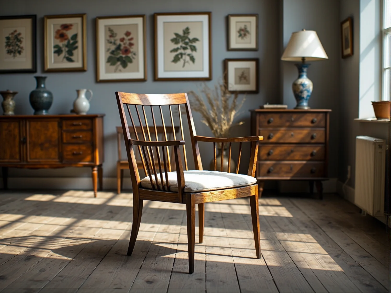 Nakładanie politury na odrestaurowane meble antyczne dla uzyskania szlachetnego połysku.