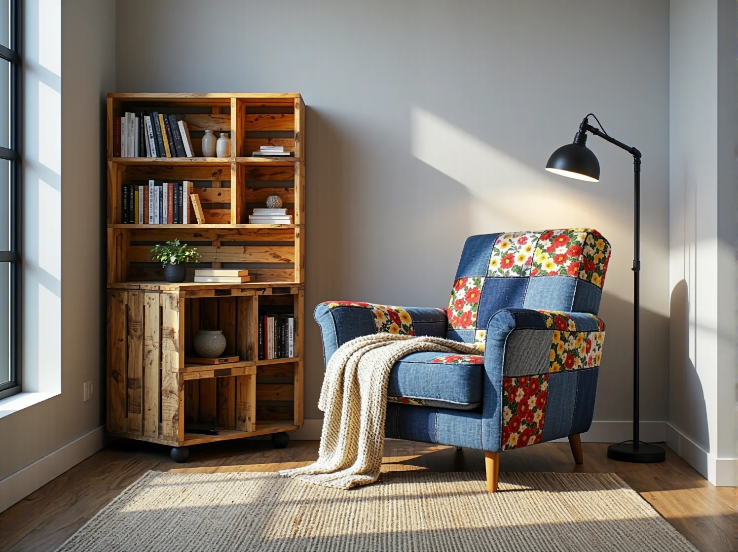 Designerskie meble z upcyklingu w nowoczesnym wnętrzu jako alternatywa dla masowej produkcji.