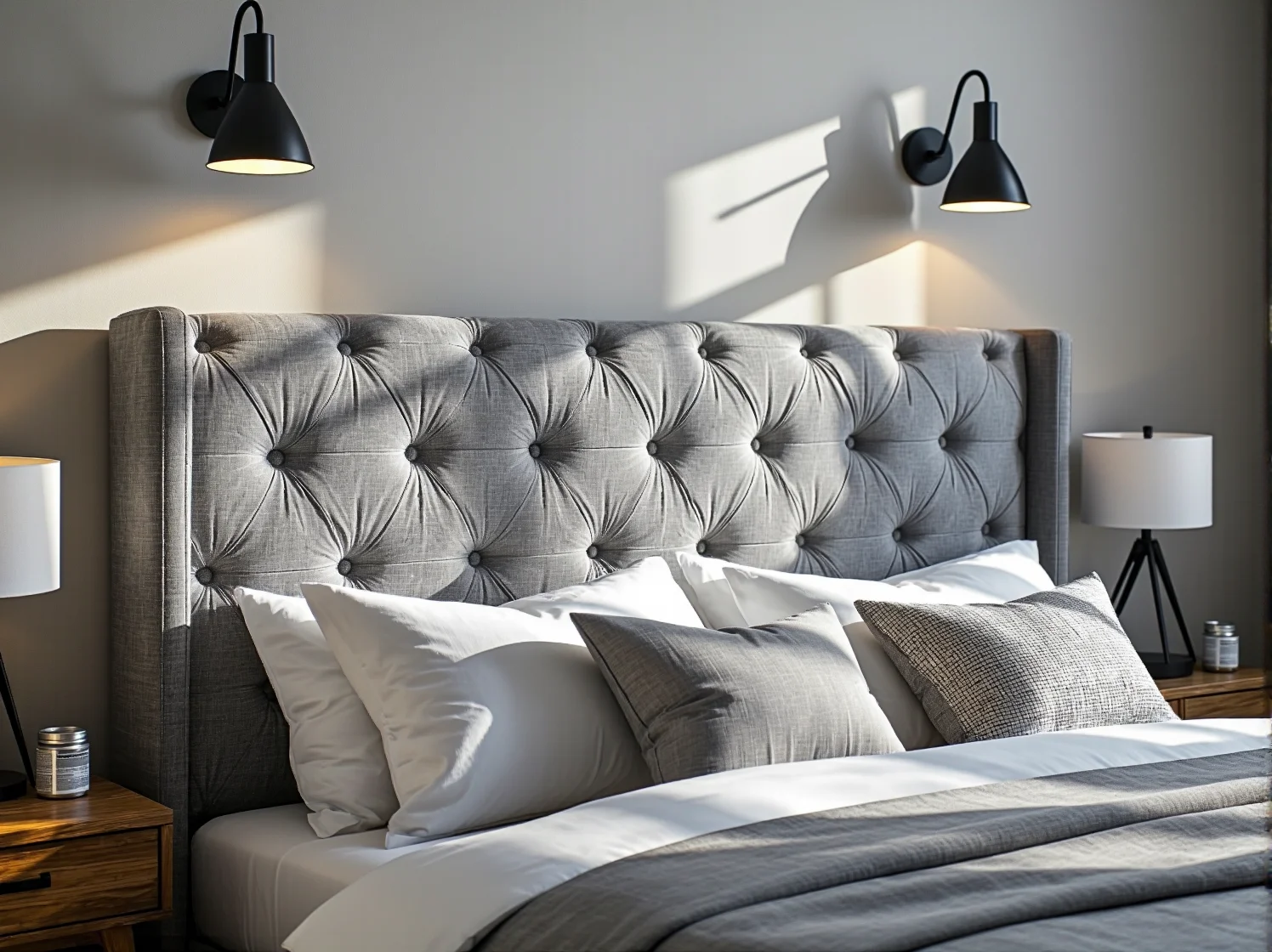 Nowoczesna sofa po renowacji farbami do tkanin w stylowym salonie.