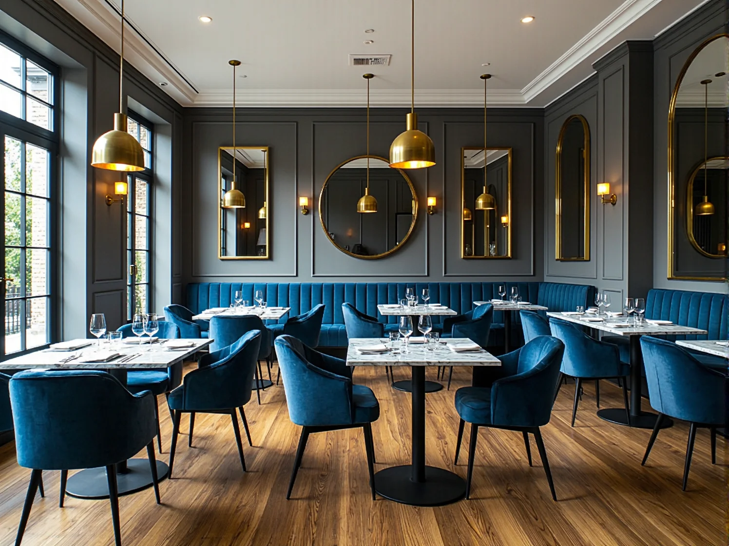 Funkcjonalne lampy biurowe i ergonomiczne biurka w nowoczesnej przestrzeni coworkingowej.