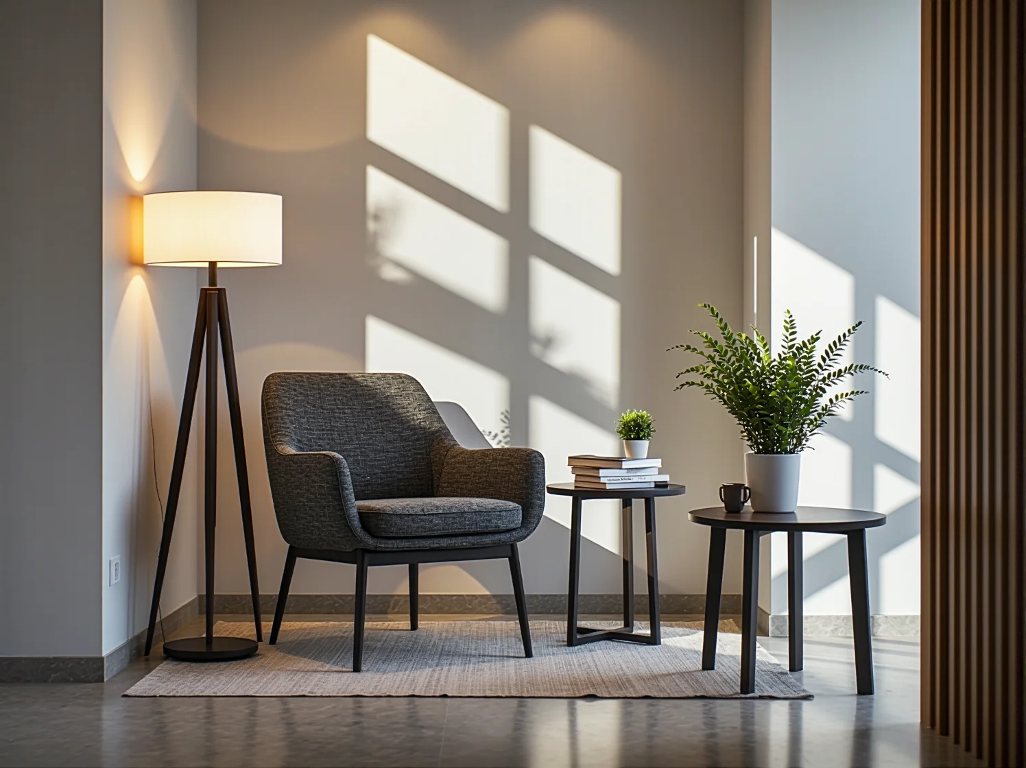 Subtelne oświetlenie punktowe w minimalistycznym lobby hotelowym podkreślające luksusowy charakter