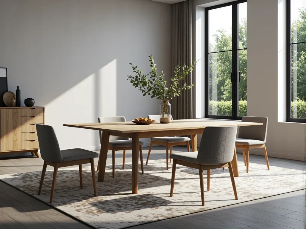 Nowoczesny stół jadalniany dąb naturalny na drewnianych nogach