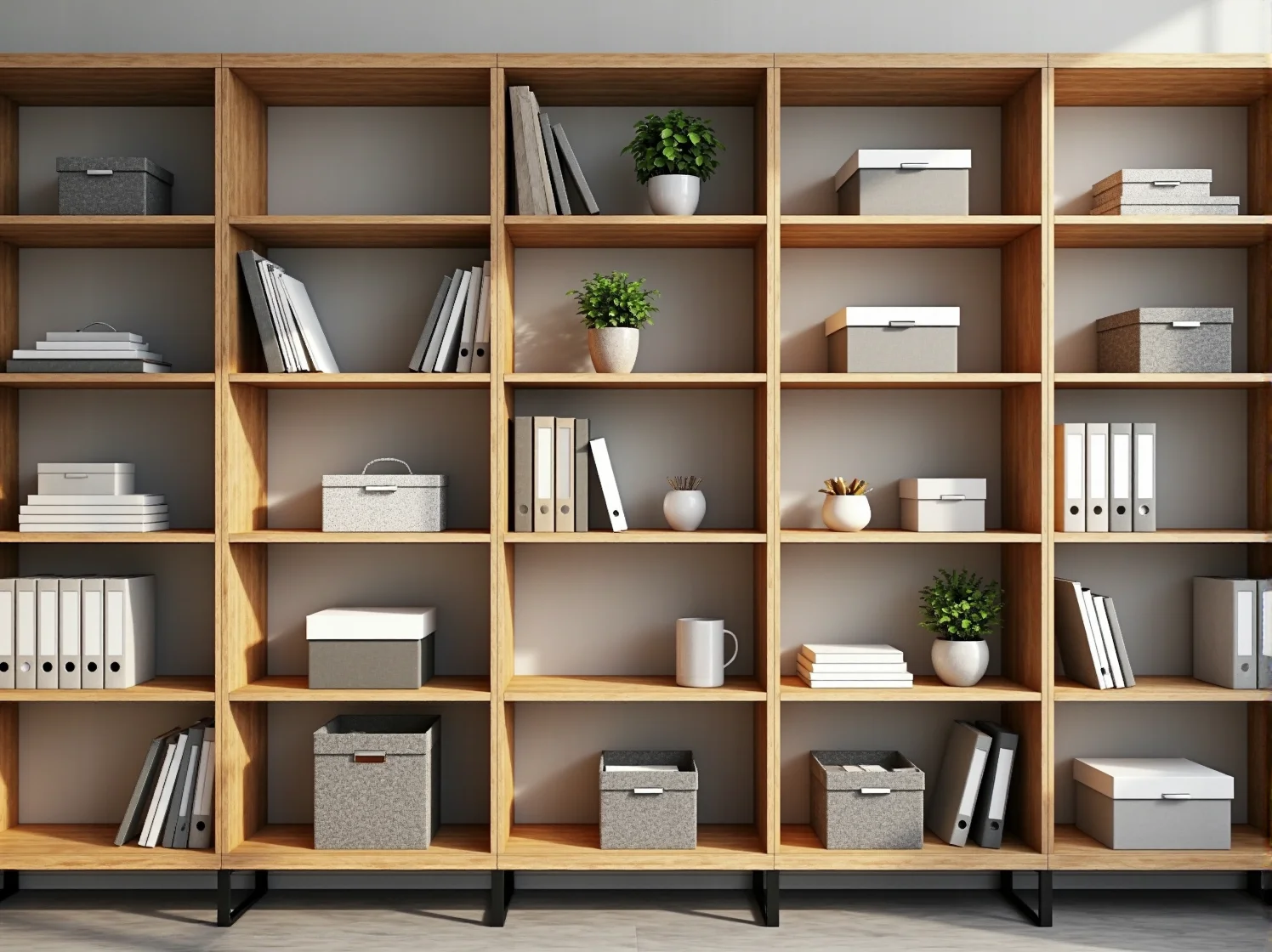 Praktyczny regał na dokumenty pomagający w organizacji domowego gabinetu.