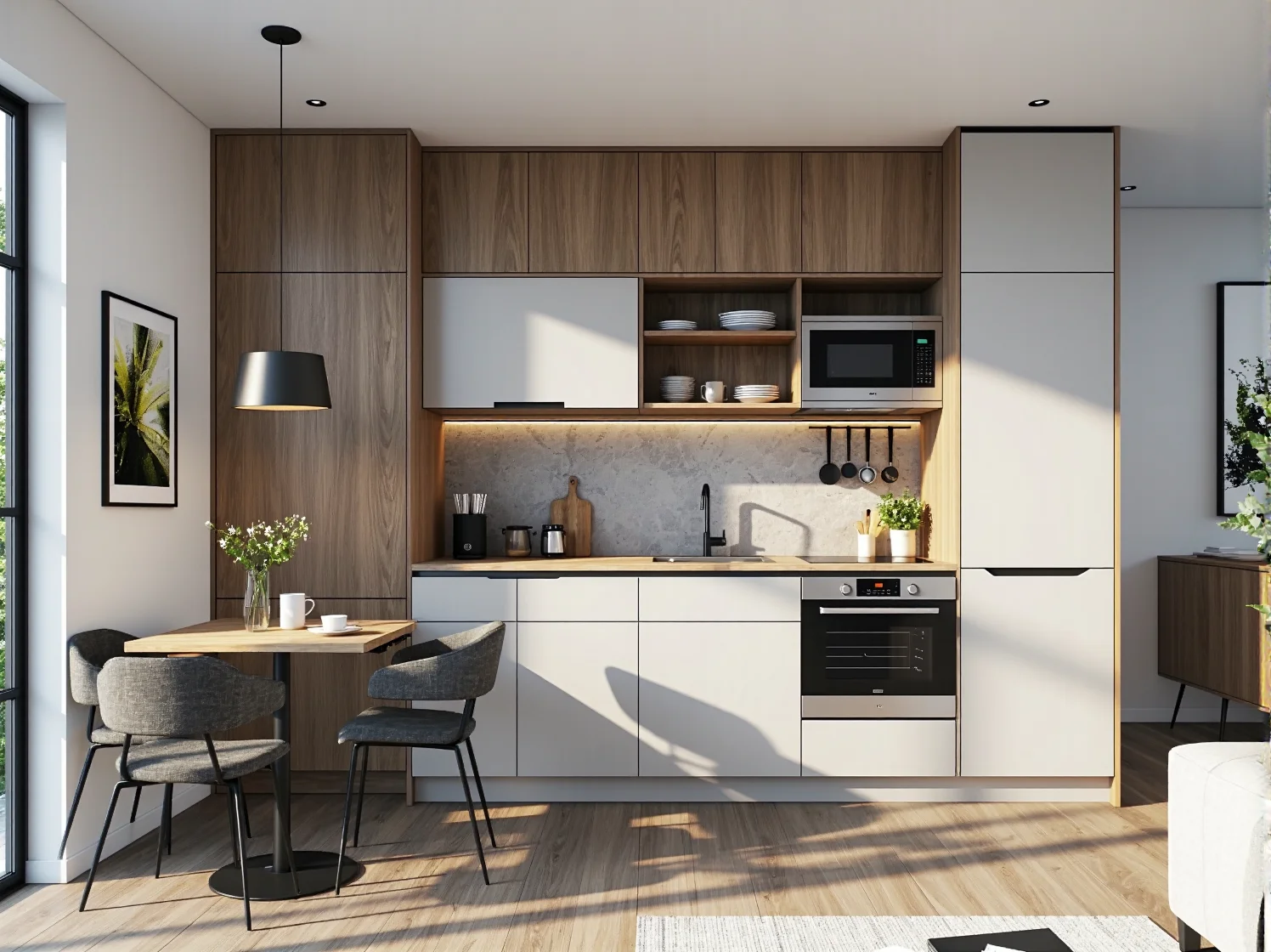 Składane biurko ścienne oszczędzające miejsce w małym pokoju do pracy zdalnej