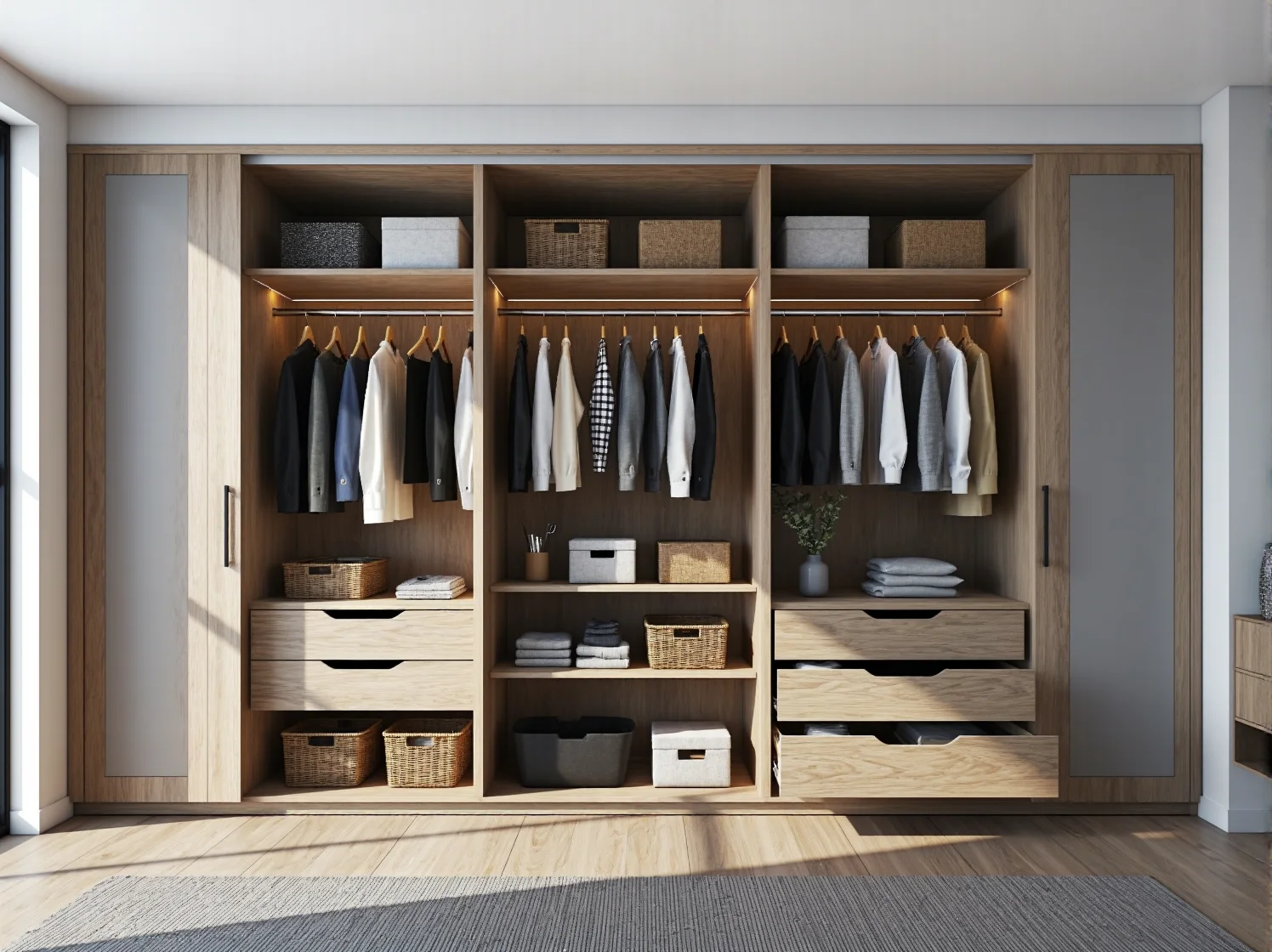 Wielofunkcyjna szafa przesuwna z wbudowanym biurkiem idealna do małego pokoju.