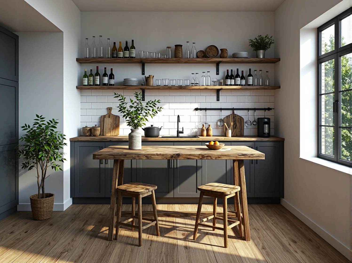 Detale wykończenia stolika barowego z odzysku: olejowanie blatu z surowego drewna loft.